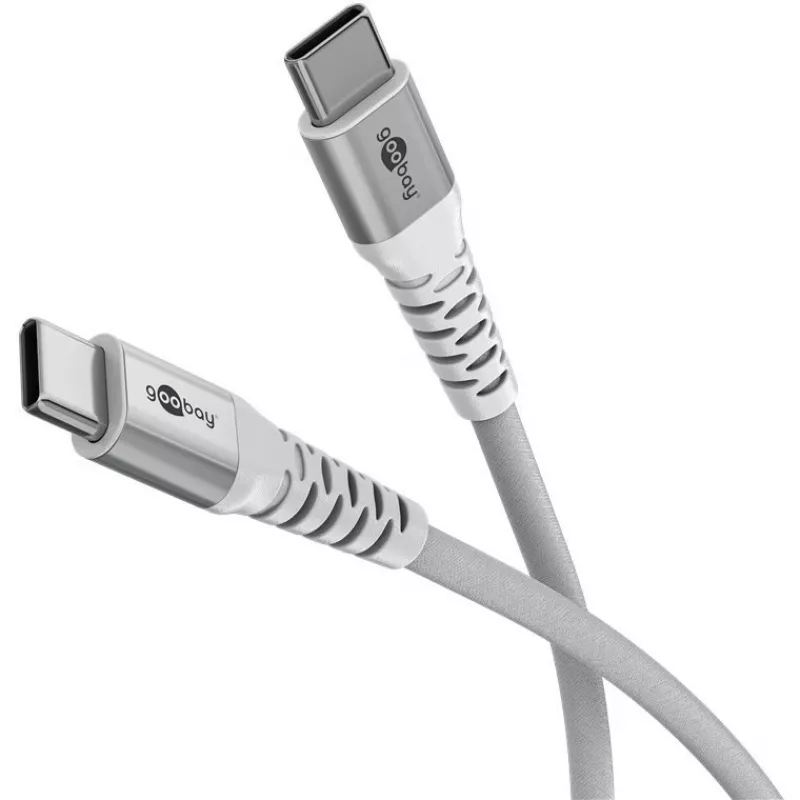 Goobay USB-C (ST-ST) 2m jungiamasis laidas su tekstiliniu apvalkalu, baltas, USB 2.0, USB-C (70194)