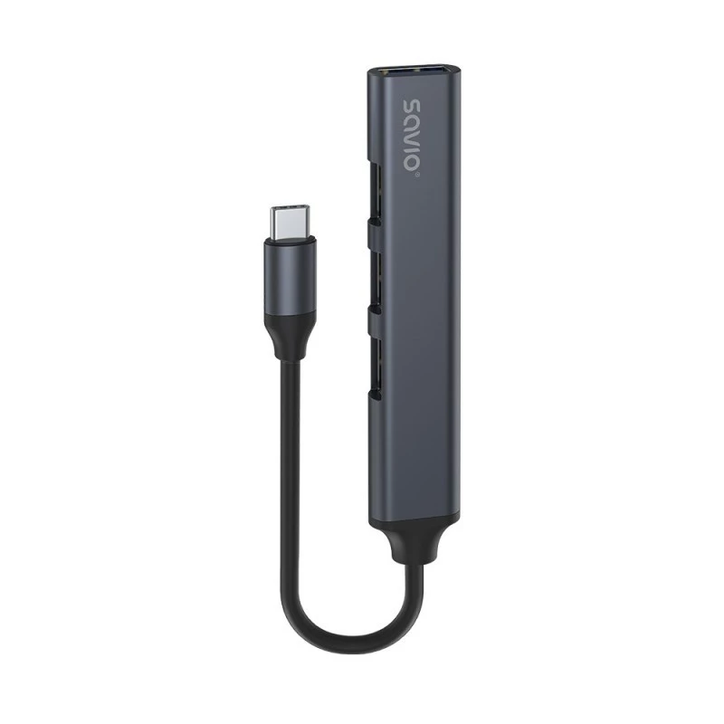 USB 3.0 4 prievadų sąsajos šakotuvas SAVIO AK-71 su USB-C laidu, 5000 Mbit/s, 2 metų garantija