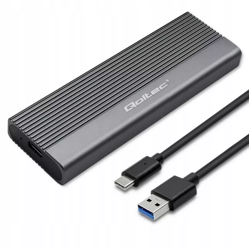 Qoltec išorinė dėžutė M.2 SATA (NGFF) SSD, USB-C jungtis