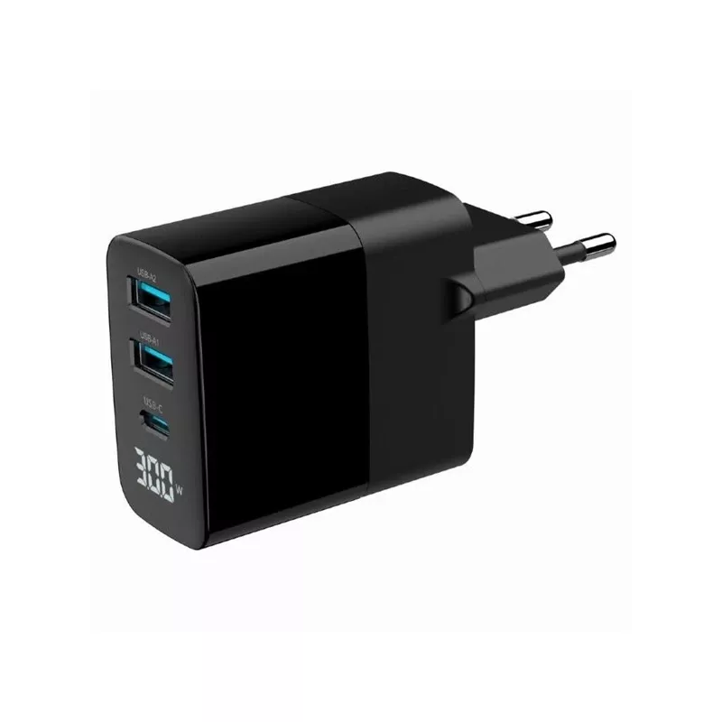 Gembird TA-UC-PDQC30LCD-BK-02 universalus greitasis kroviklis, juodas, 30 W, AC, vidaus naudojimui