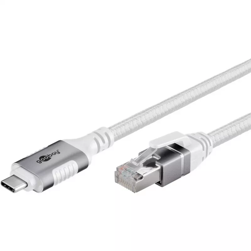 Tinklo kabelis Goobay 74180 USB-C į RJ-45 Cat6 10 m baltas