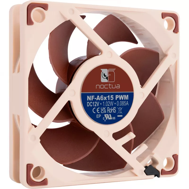 Korpuso ventiliatorius Noctua NF-A6x15 PWM 60 mm, PWM valdymas, mažo triukšmo konstrukcija