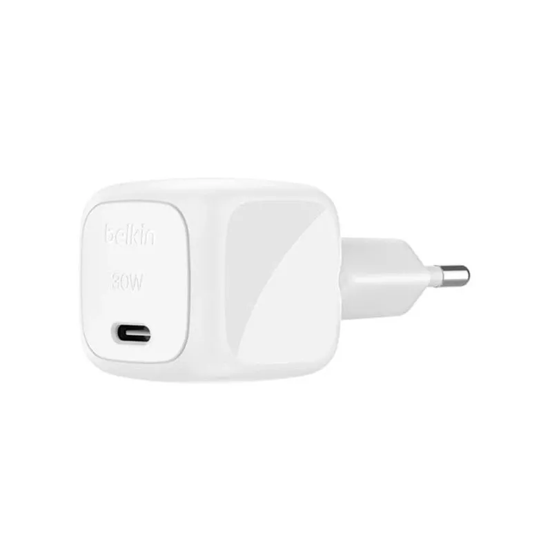 Belkin BoostCharge 30W USB-C greitasis įkroviklis nešiojamiesiems kompiuteriams, išmaniesiems telefonams ir planšetėms, baltas
