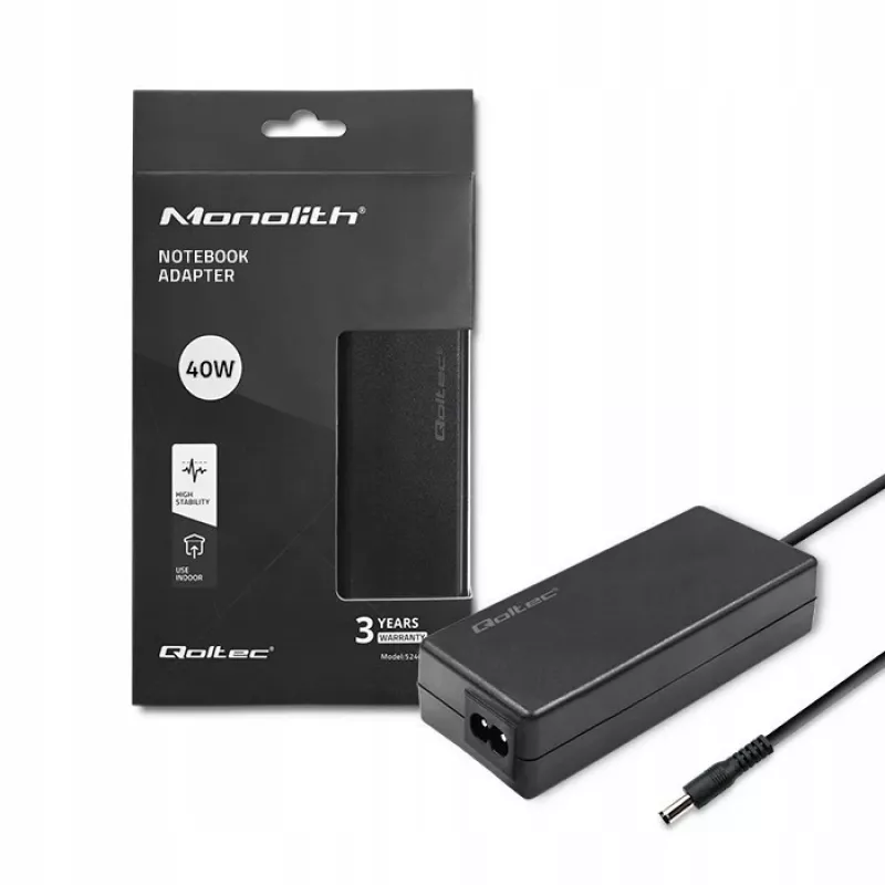 QOLTEC maitinimo adapteris 40W, 12V, 3.33A, 5,5x2,1 mm