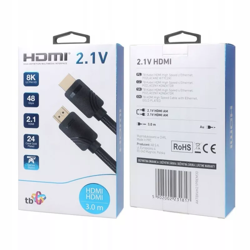 HDMI 2.1 laidas 3 m 8K juodas, sukurtas žaidėjams