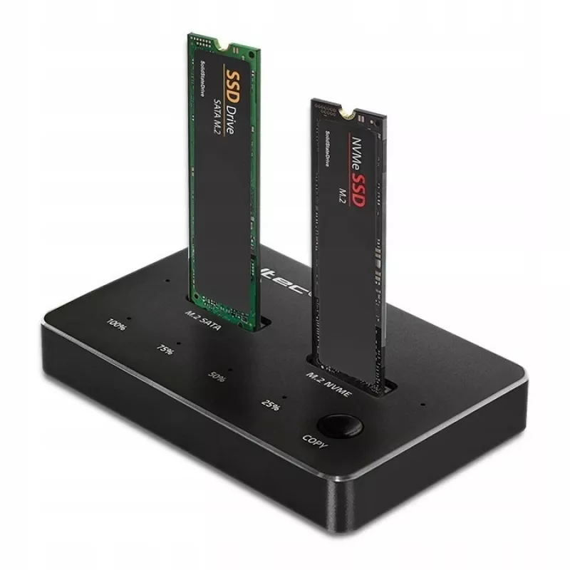 Qoltec 52274 M.2 SSD diskų dėklas | NVMe | SATA | USB-C | DUAL 2 x 2TB