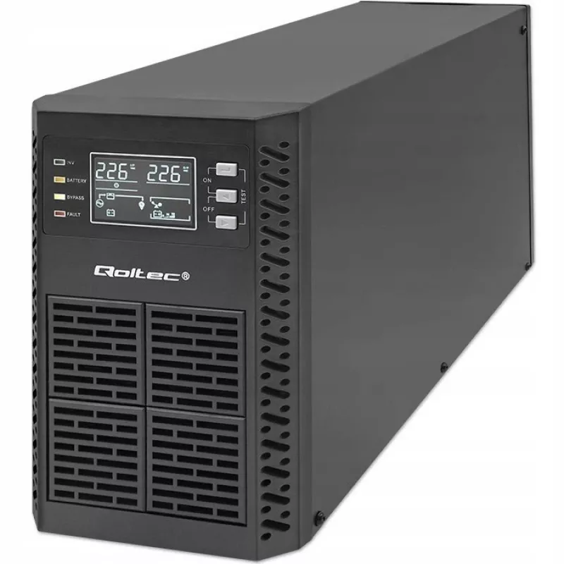 Qoltec 52281 nepertraukiamo maitinimo šaltinis (UPS) Dvigubo keitimo (Online) 2 kVA 2000 W 3 AC lizdai