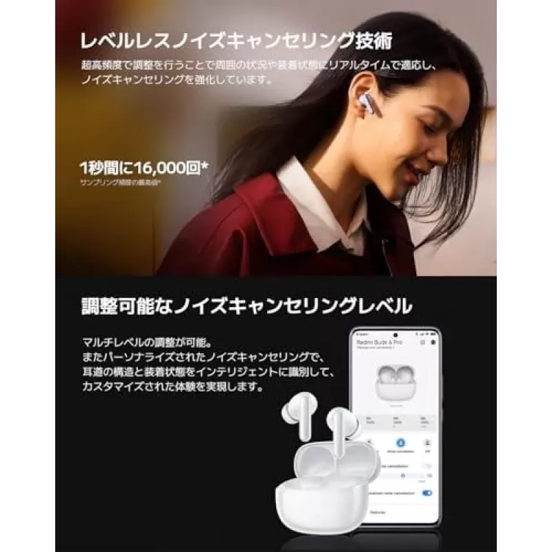 Belaidės ausinės Xiaomi Buds 6 Pro – dvinarės į ausį įdedamos ausinės, Bluetooth 5.3, ANC, IP54, 36 h su dėklu, belaidis įkrovimas, USB-C, Space Black