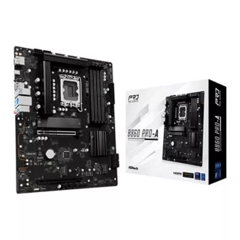 Pagrindinė plokštė ASRock B860 Pro-A — Intel B860 ATX, LGA 1851, DDR5, 4x DIMM, 256GB, 2.5Gb LAN, 1x M.2, 4x SATA III