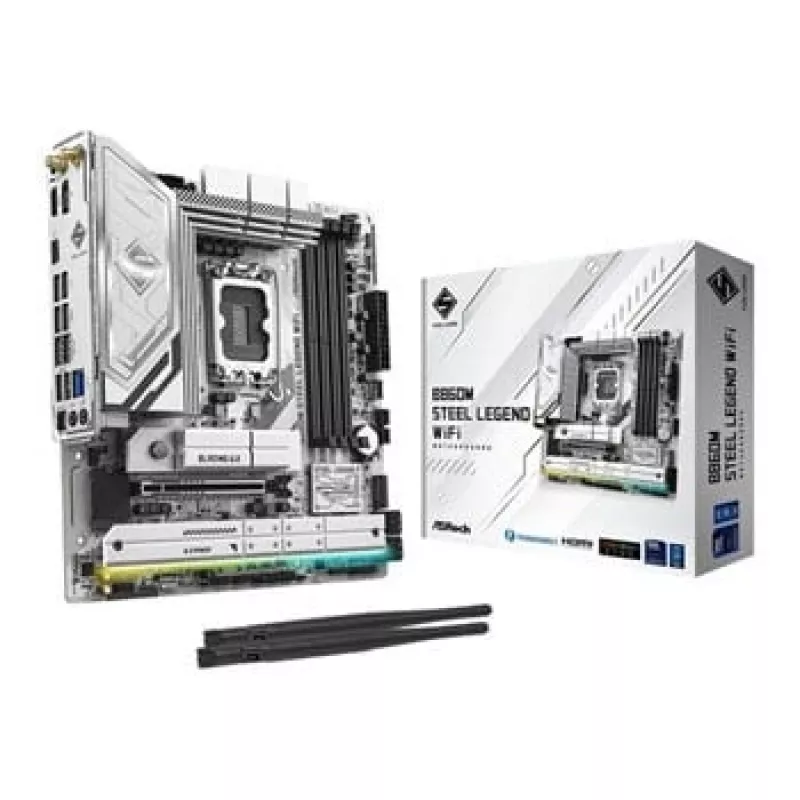Pagrindinė plokštė ASRock B860M Steel Legend WiFi — Intel B860, LGA 1851, micro-ATX, DDR5, 4 DIMM, Wi-Fi 6E, 2.5GbE