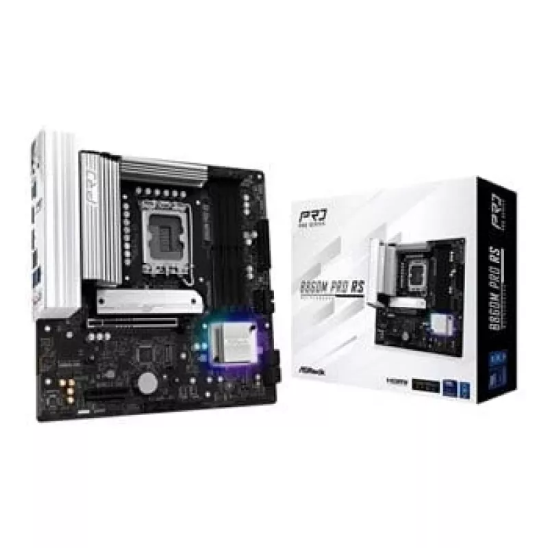 Pagrindinė plokštė ASROCK B860M Pro RS — Intel B860, LGA 1851, micro ATX, DDR5, 4× DIMM, 2.5Gb LAN, 1×PCIe5 x16