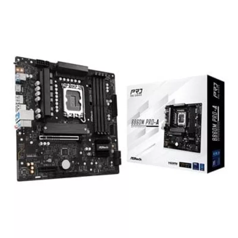 Motininė plokštė ASRock B860M Pro-A micro ATX — Intel B860, LGA 1851, DDR5, 4 DIMM, iki 256 GB, 2.5Gb Ethernet