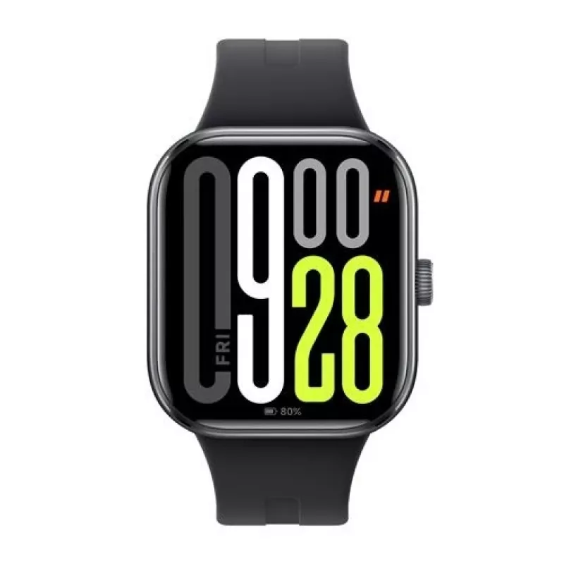 Išmanusis laikrodis Xiaomi Watch 5 stačiakampis 2,07 colio AMOLED ekranas, juodas korpusas, juoda TPU juosta, 47,5 mm, 5 ATM