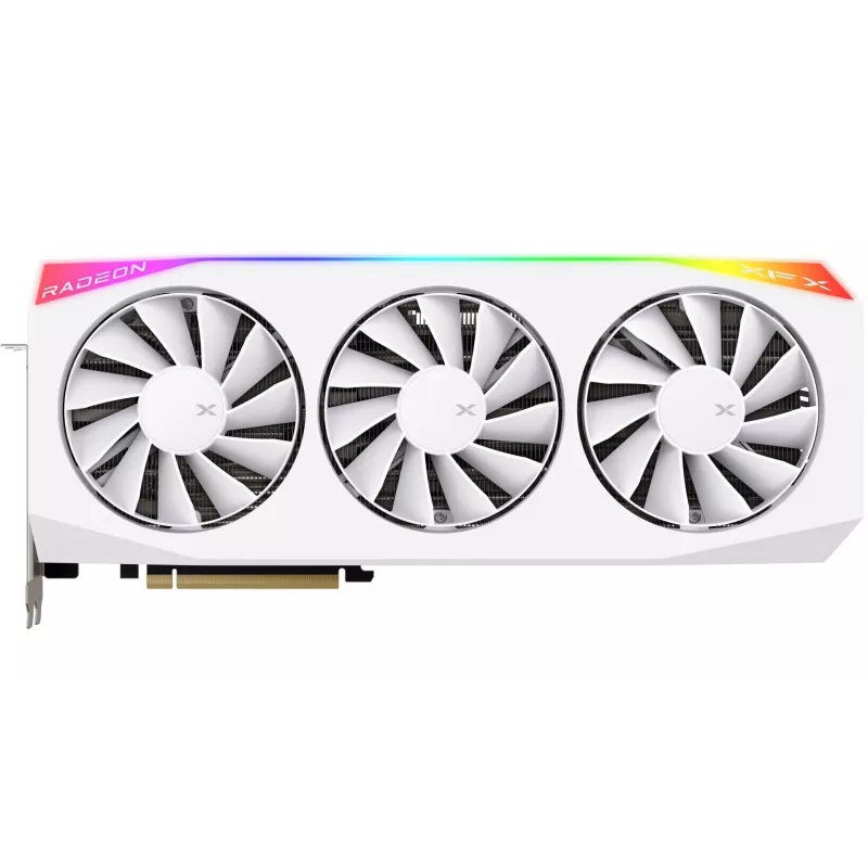 Vaizdo plokštė XFX Radeon RX 9070 XT – 16 GB GDDR6, 256 bitų, PCIe x16, 3 ventiliatoriai, balta, 360 mm