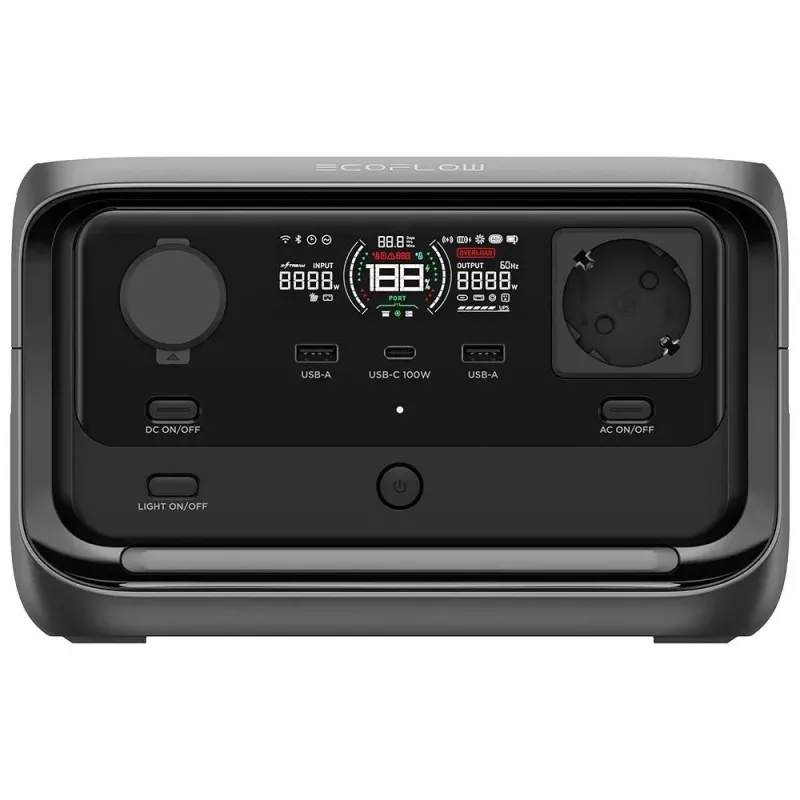 Nešiojama elektrinė stotelė EcoFlow River 3 Plus – LiFePO4 286Wh, AC ir USB išėjimai, įkrovimas iš saulės/automobilio