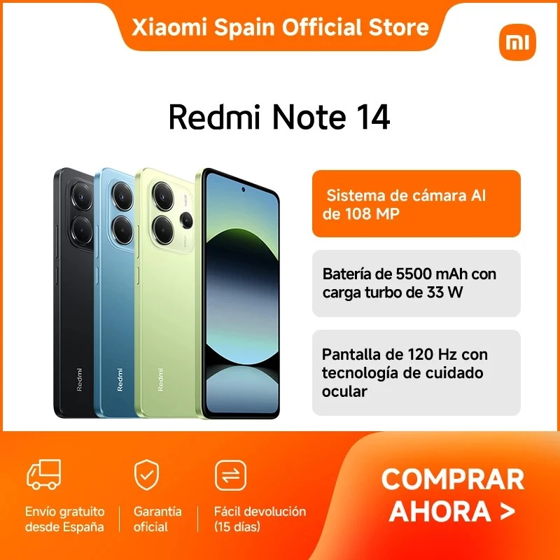 Išmanusis telefonas Xiaomi Redmi Note 14 – 6,67 colio FHD+ 120 Hz, Helio G99 Ultra, 6 GB RAM, 128 GB, 5500 mAh, Mėlyna