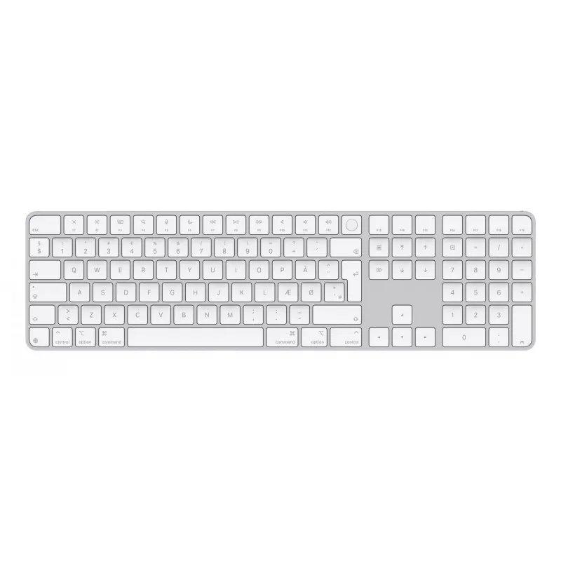 Apple Magic Keyboard su Touch ID ir skaitmeniniu klavišų bloku, belaidė, USB-C, QWERTY danų, balta