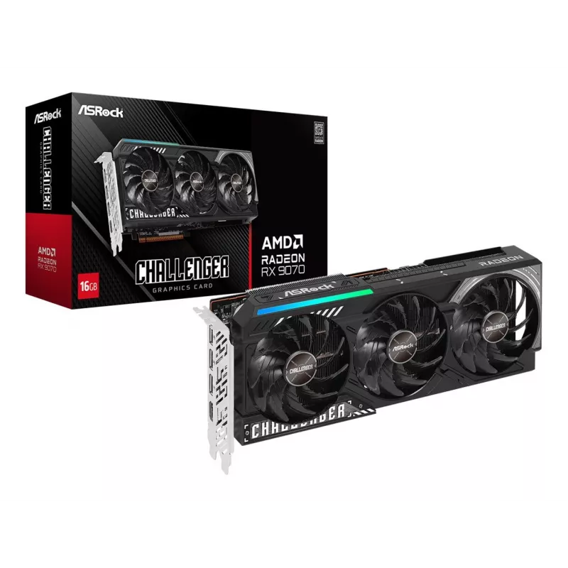Vaizdo plokštė ASRock Challenger Radeon RX 9070 – 16 GB GDDR6, 256 bitų, PCIe 5.0, 3x DisplayPort 2.1a + HDMI 2.1b