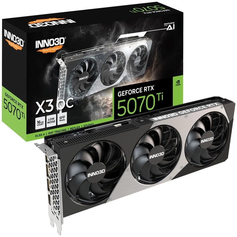 Vaizdo plokštė Inno3D GeForce RTX 5070 Ti – 16 GB GDDR7, PCIe 5.0, 256 bitų, 3x DisplayPort 2.1b + HDMI 2.1b
