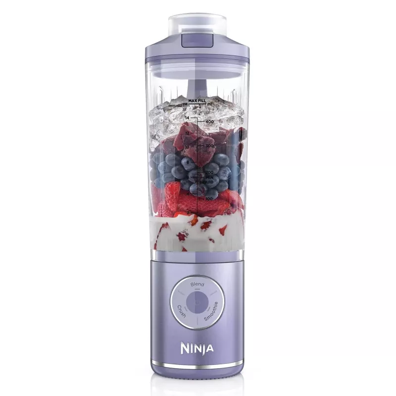 Nešiojamas blenderis Ninja BC251EULD – 0,57 L dubuo, baterija 11,1 V, nerūdijančio plieno peiliai, levandų/permatomas