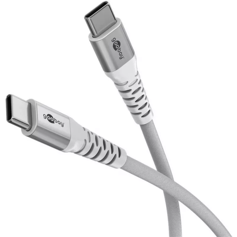 GOOBAY itin minkštas pintas USB 2.0 laidas, USB-C kištukas > USB-C kištukas (baltas, 1 m)
