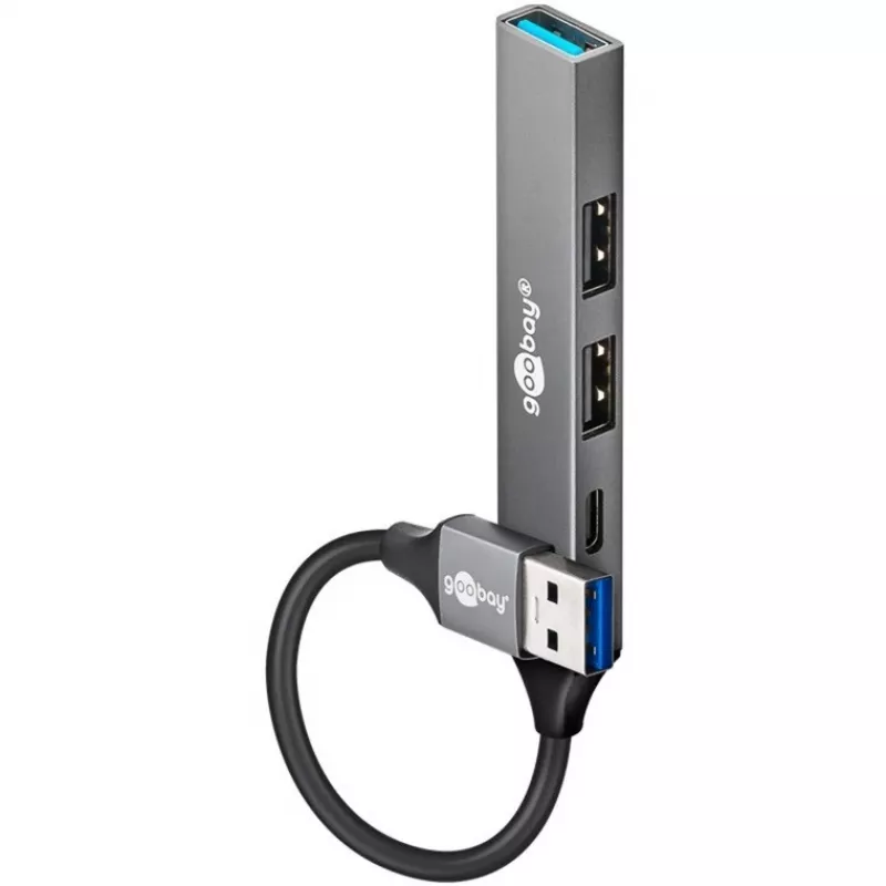 Goobay Slim 4 prievadų USB šakotuvas, USB-A į USB-C™/USB-A, USB 3.2 (74458)