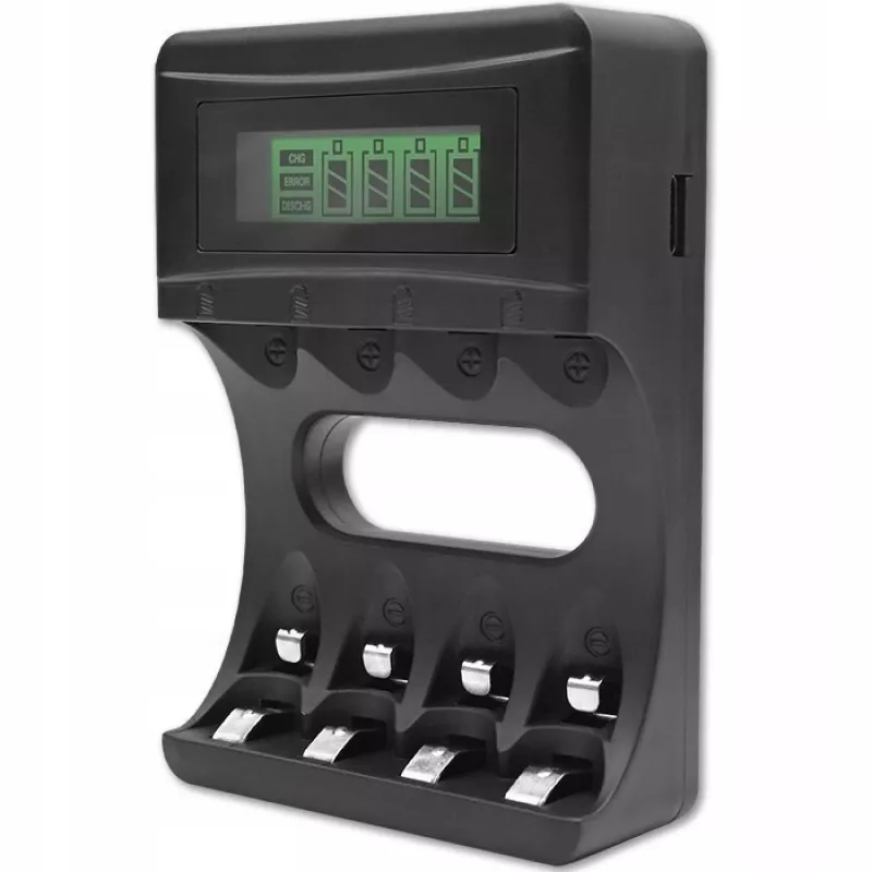 QOLTEC 50654 Įkroviklis Ni‑MH R03 (AAA) ir R6 (AA) baterijoms, 1800 mA