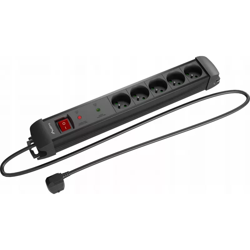 Lanberg SP1-05E-0300-BK apsauginis ilgintuvas su 5 lizdais ir 3 m laidu