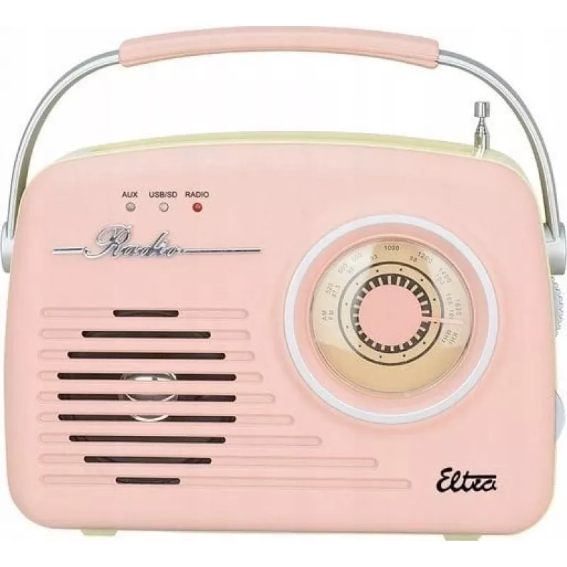 Stalinis radijo imtuvas Eltra LUIZA RETRO SP-11 su MP3, USB ir SD kortele, rožinis
