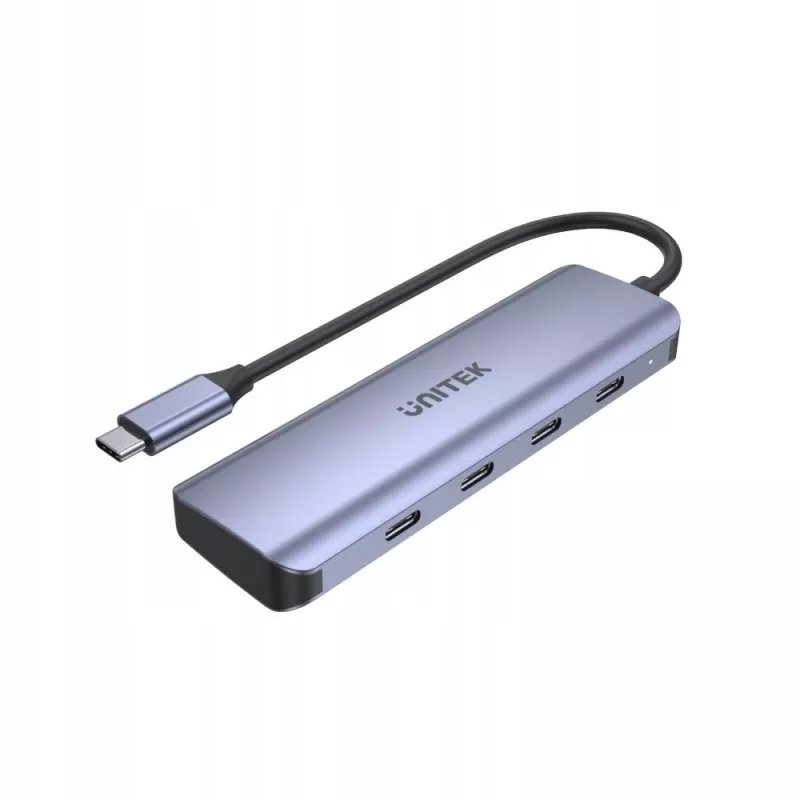 UNITEK uHUB Q4 USB-C 4 prievadų USB 3.2 Gen 1 5000 Mbit/s pilkas