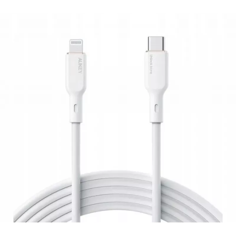 AUKEY CB-SCL2 Baltas silikoninis laidas Lightning-USB-C, USB Power Delivery USB-PD