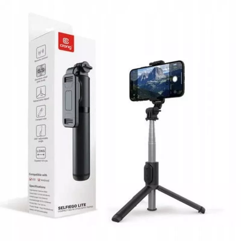SelfieGo kompaktiška selfie lazdelė Bluetooth trikojis (20-101 cm) Crong CRGSGL1B
