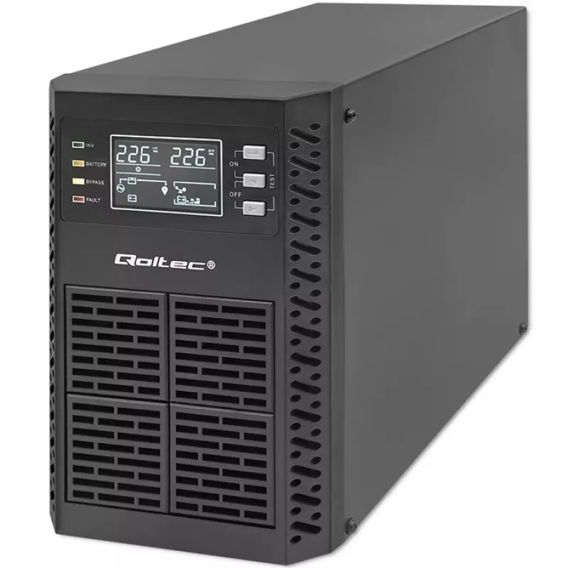 Qoltec nepertraukiamo maitinimo šaltinis (UPS) | 1kVA | 1000W | galios koeficientas 1.0 | LCD | EPO | USB | Online