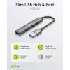 Goobay USB Hub 74456 4 prievadų USB-A 5000 Mbit/s šviesiai pilkas