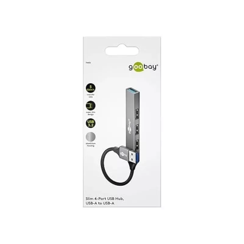 Goobay USB Hub 74456 4 prievadų USB-A 5000 Mbit/s šviesiai pilkas