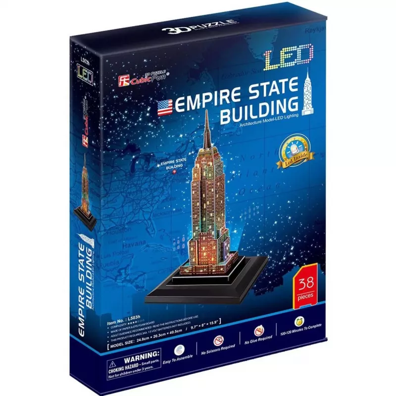 Empire State Building – šviečiantis 3D dėlionė iš 37 dalių