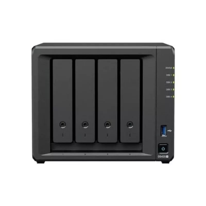 NAS saugojimo serveris SYNOLOGY DS425+ — 4 lizdai, Intel Celeron J4125 2.0–2.7 GHz, 2 GB DDR4, 0 TB, 2.5GbE, 2 M.2 lizdai
