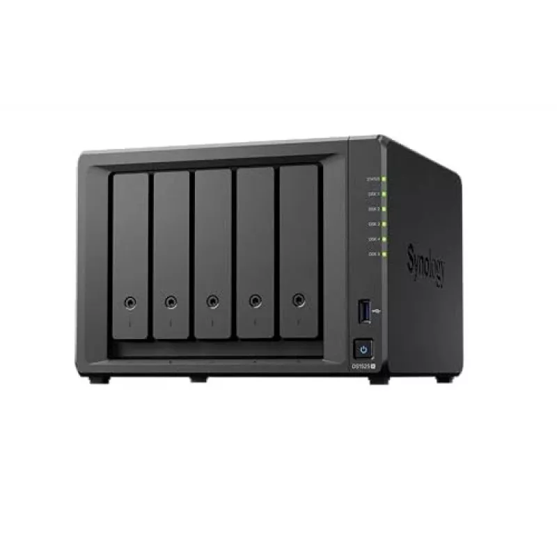 Synology DiskStation DS1525+ NAS/saugyklos serveris Ryzen Embedded V1500B 8 GB DDR4 0 TB Juodas