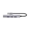 USB šakotuvas Unitek H1208A — 4 prievadai (1 × USB 3.2 Gen 1 Type-A, 3 × USB 2.0), aliumininis korpusas, pilka, 0,20 m laidas