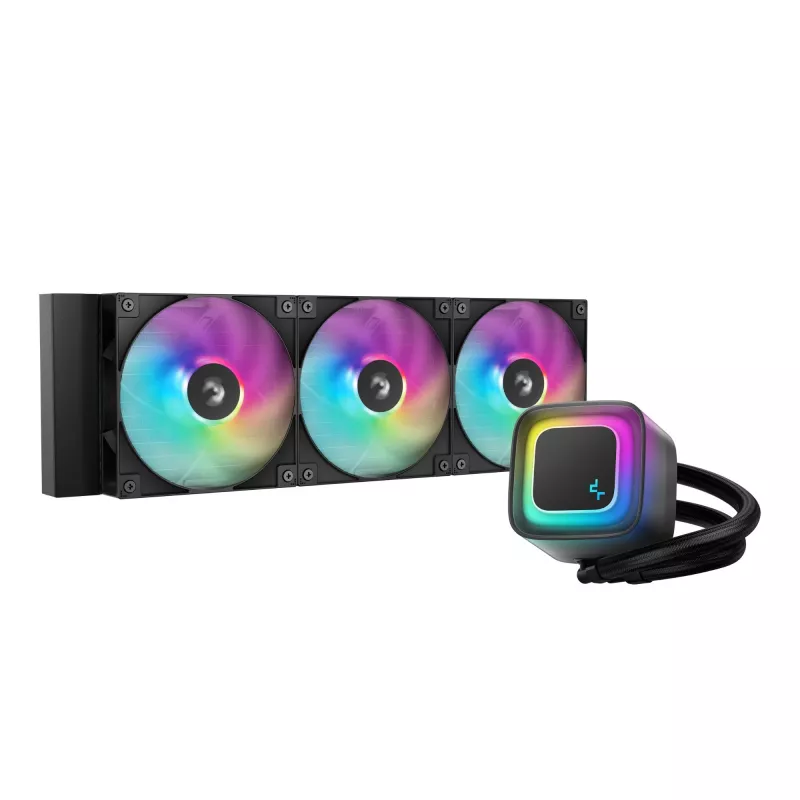 Skysčio aušintuvas DeepCool LE360 V2 su 3x 120 mm ventiliatoriais, hidrodinaminiu guoliu, juodas, palaiko LGA1150/1151/1155/1200/1700/AM4/AM5