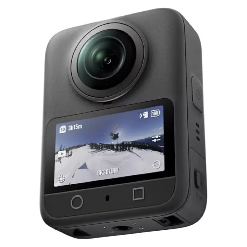 Veiksmo kamera DJI Osmo 360 Standartinis komplektas – 8K itin didelė raiška, 120 MP CMOS, 240 kadrų per sekundę, elektroninis stabilizavimas, 2 colių ekranas, MicroSD, 183 g, juoda