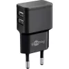 Wentronic goobay Dvigubas USB įkroviklis - Maitinimo šaltinis - 12 W - 2,4 A - 2 išvesties prievadai (USB) - Juoda (44951)