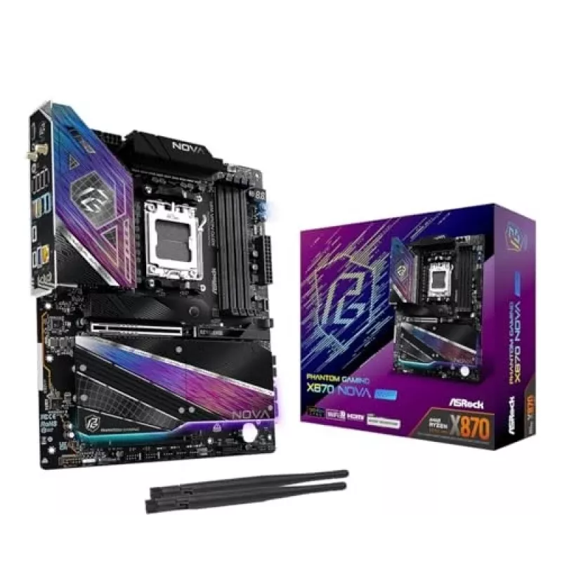 Motininė plokštė ASRock X870 NOVA WIFI — AMD X870, Socket AM5, ATX, 4× DIMM DDR5, 256GB, Wi‑Fi 7, 5GbE