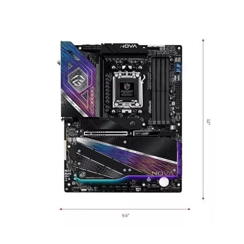 Motininė plokštė ASRock X870 NOVA WIFI — AMD X870, Socket AM5, ATX, 4× DIMM DDR5, 256GB, Wi‑Fi 7, 5GbE