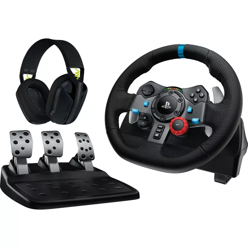 Logitech G29 EU + G435 Black Vairas su pedalais ir ausinėmis, aliuminis, USB, PC