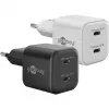USB-C dvigubas greitas įkroviklis Nano, PD, GaN, 35 W (baltas, 2x USB-C, Power Delivery 3.0)