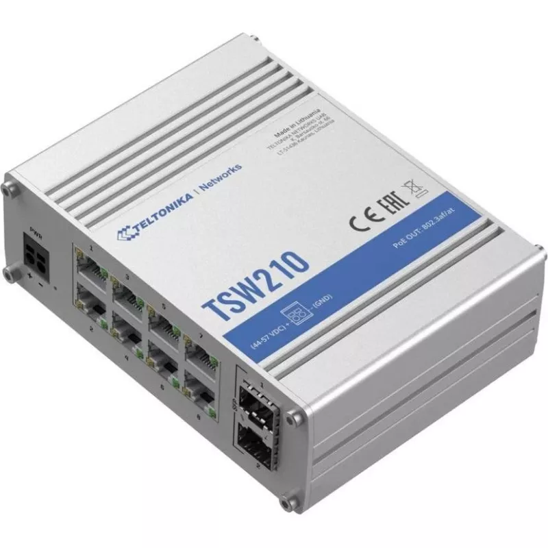 Teltonika TSW210 tinklo jungiklis, 8x RJ45, 2x SFP