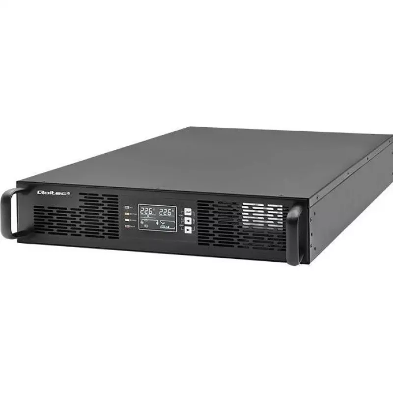 Qoltec nepertraukiamo maitinimo šaltinis UPS RACK 3kVA 3000W dvigubo keitimo on-line LCD EPO USB