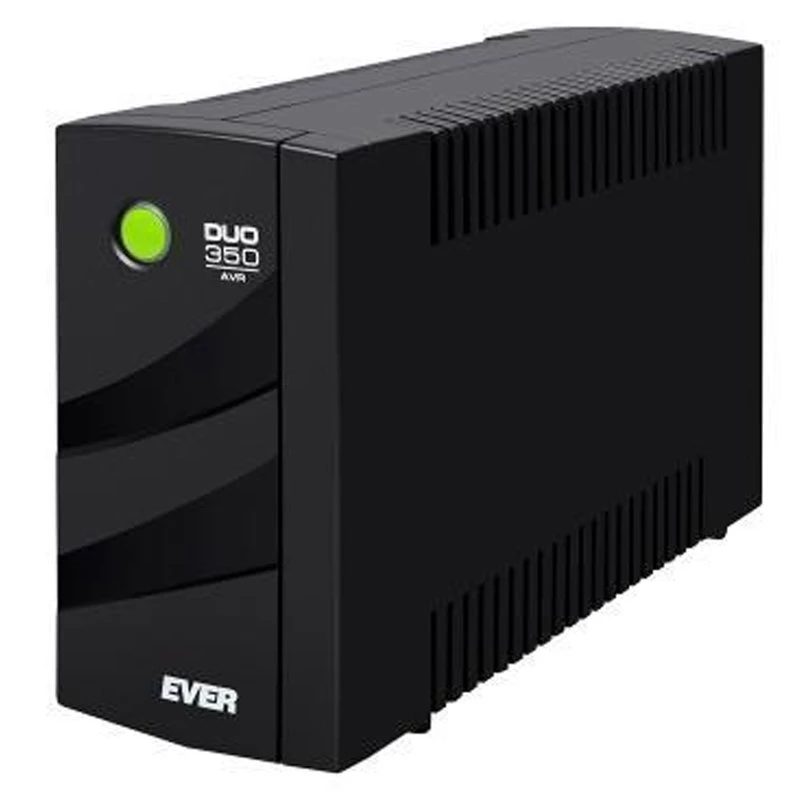 EVER DUO 350 AVR T/DAVRTO-000K35/00 line-interactive bokštinis nepertraukiamo maitinimo šaltinis, 350 VA / 245 W, 1x IEC C13 + 2x Schuko, 12 V 5 Ah akumuliatorius, juodas