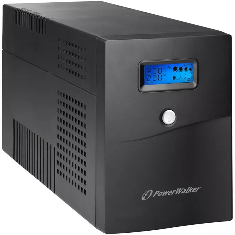 Nepertraukiamo maitinimo šaltinis PowerWalker VI 3000 SCL – linijinis-interaktyvus UPS 3 kVA / 1800 W, 230 V, 9 Ah baterija, LCD, bokštas, juodas